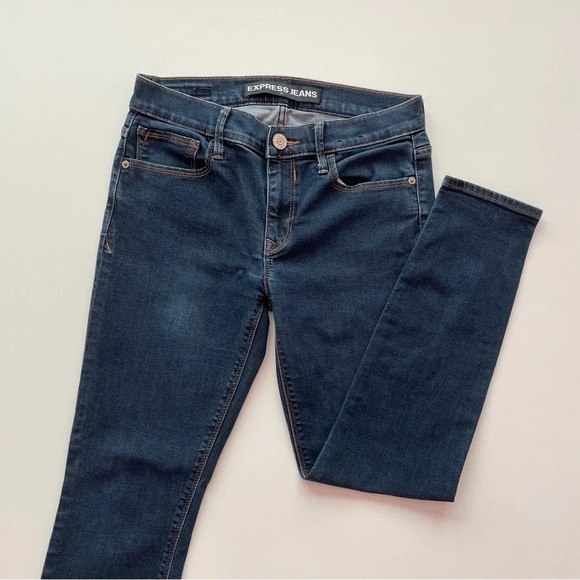 EXPRESS Mid rise Legging Denim Blue Jeans Size 4 Short Casual Everyday Jeans - Picture 4 of 8